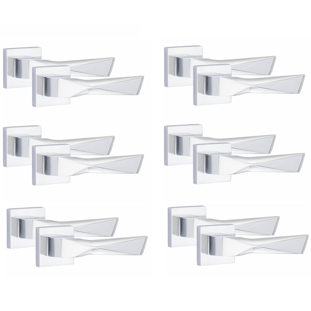Golden Grace Polished Chrome Aura Door Handle Set 6 Pack Image 1