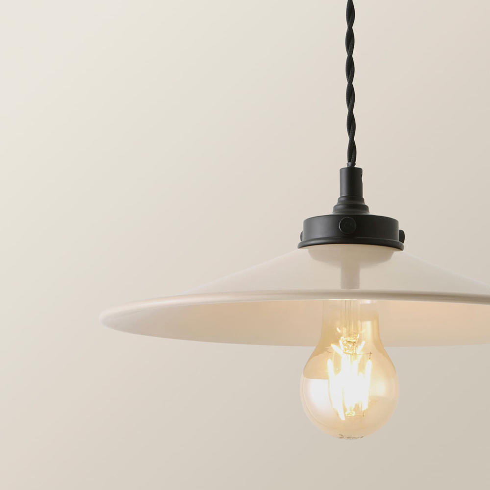 ValueLights Hampstead Natural Rolled Edge Tapered Pendant Light with Bulb Image 4