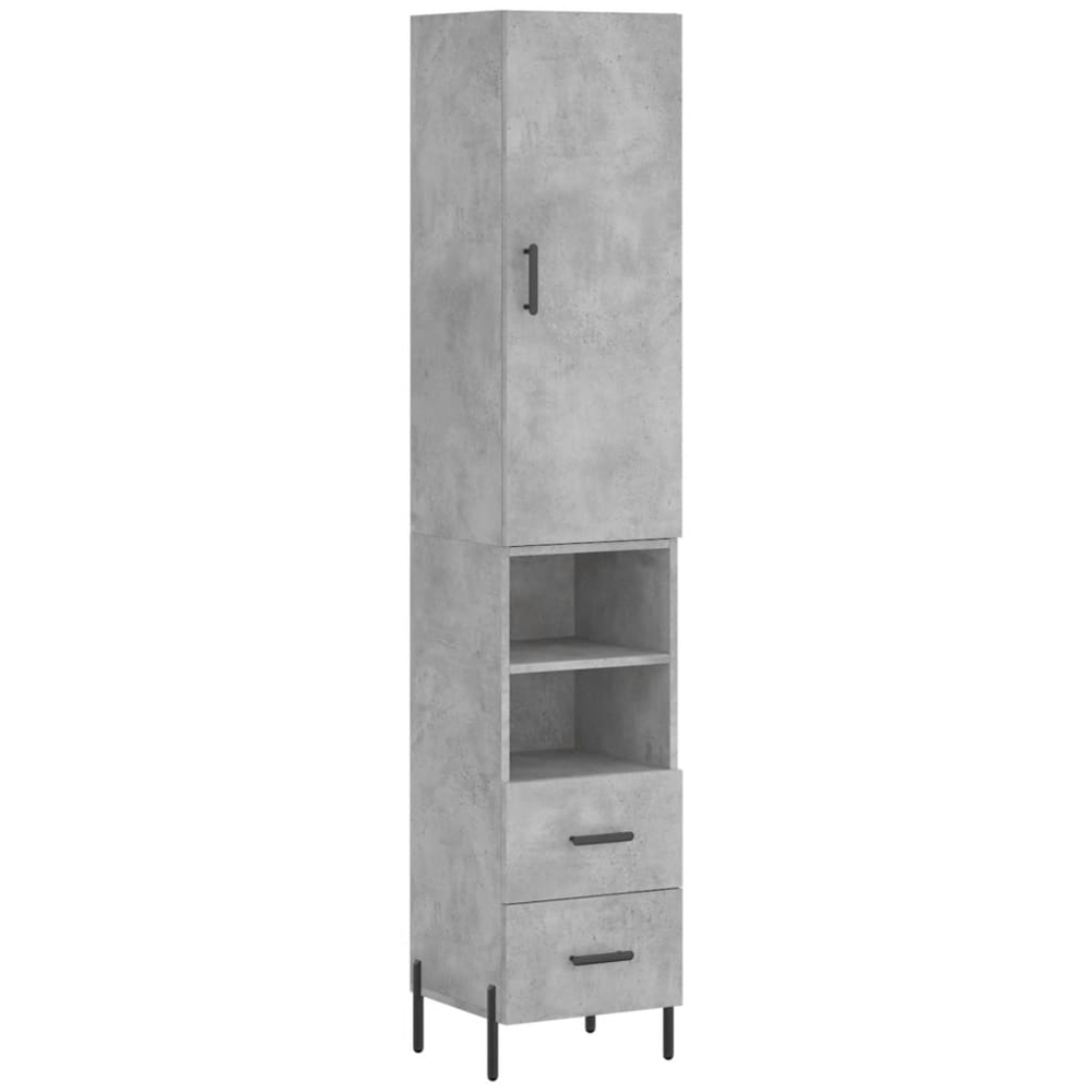 vidaXL Single Door 2 Drawer 2 Shelf Concrete Grey Highboard Image 2