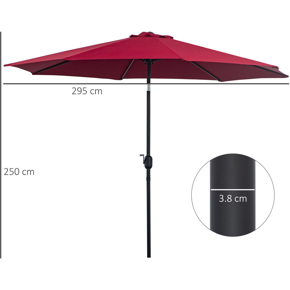 Outsunny Wine Red Crank and Tilt Parasol 3m Image 7