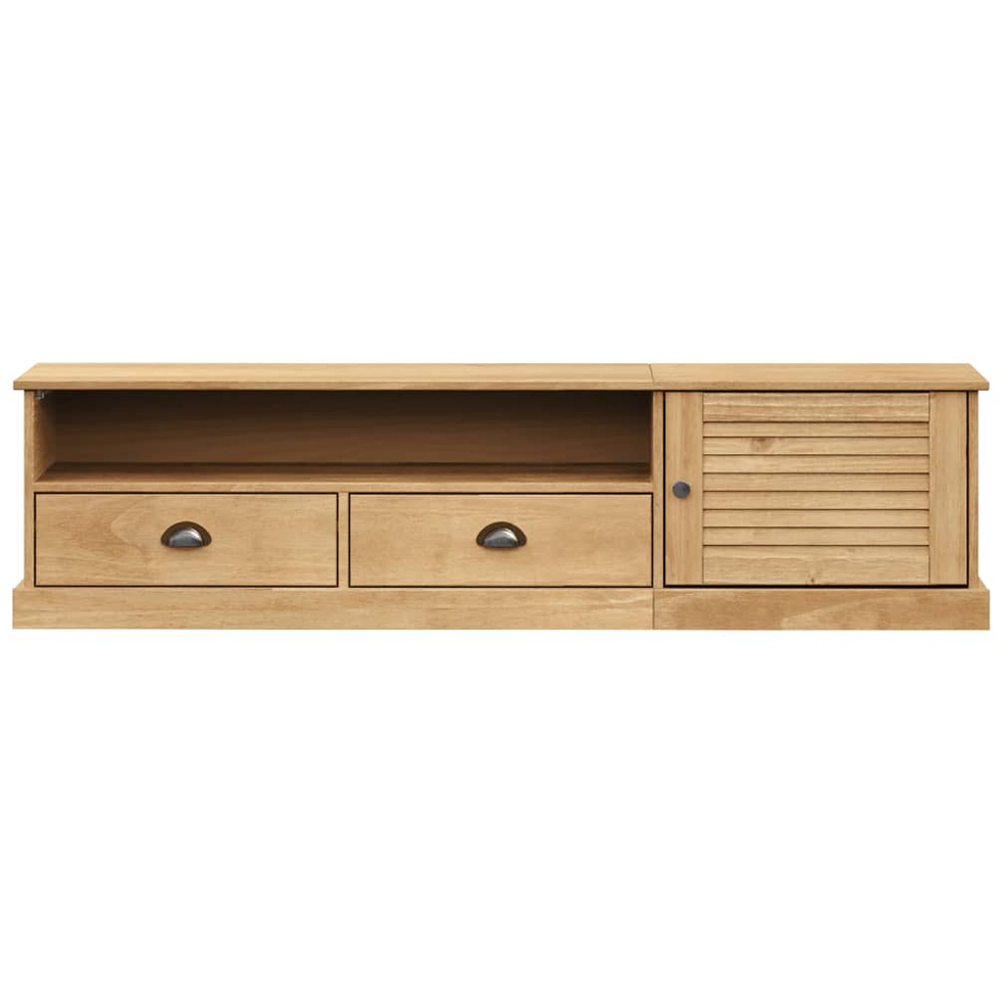 vidaXL Vigo Single Door 2 Drawer Single Shelf Brown Solid Pine Wood TV Cabinet Image 5