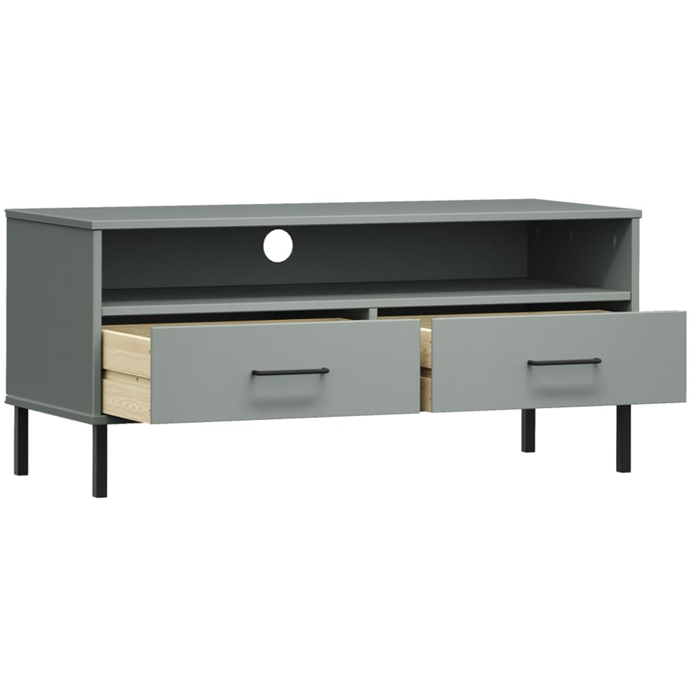 vidaXL Single Shelf 2 Drawer Grey Solid Pine Wood TV Cabinet Image 5