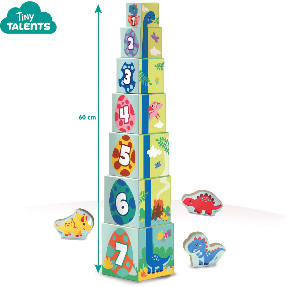SES Creative Tiny Talents 7-Piece Dinosaur Stacking Blocks Tower Set Image 4