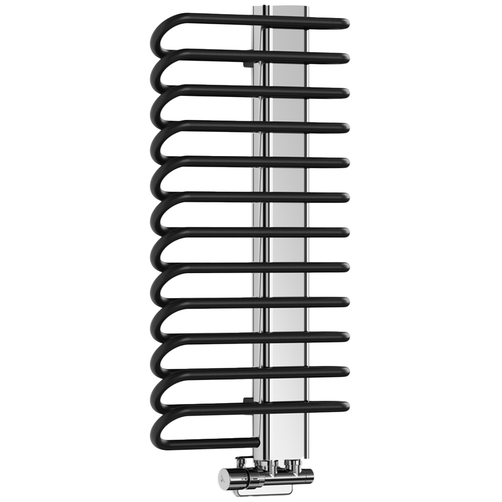 Terma Michelle 1245BTU Metallic Black and Chrome Heated Towel Rail 780 x 400mm Image 1