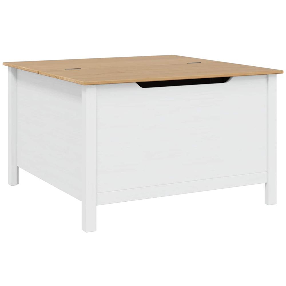 vidaXL Hill 5 Drawer White and Honey Brown Solid Pine Wood Coffee Table Image 8