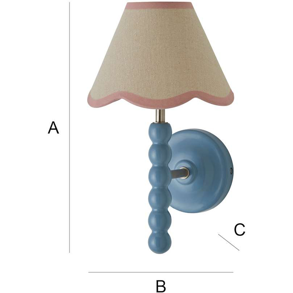 ValueLights Pink Trim Scallop Shade Blue Bobbin LED Wall Light with Bulb 2 Pack Image 7