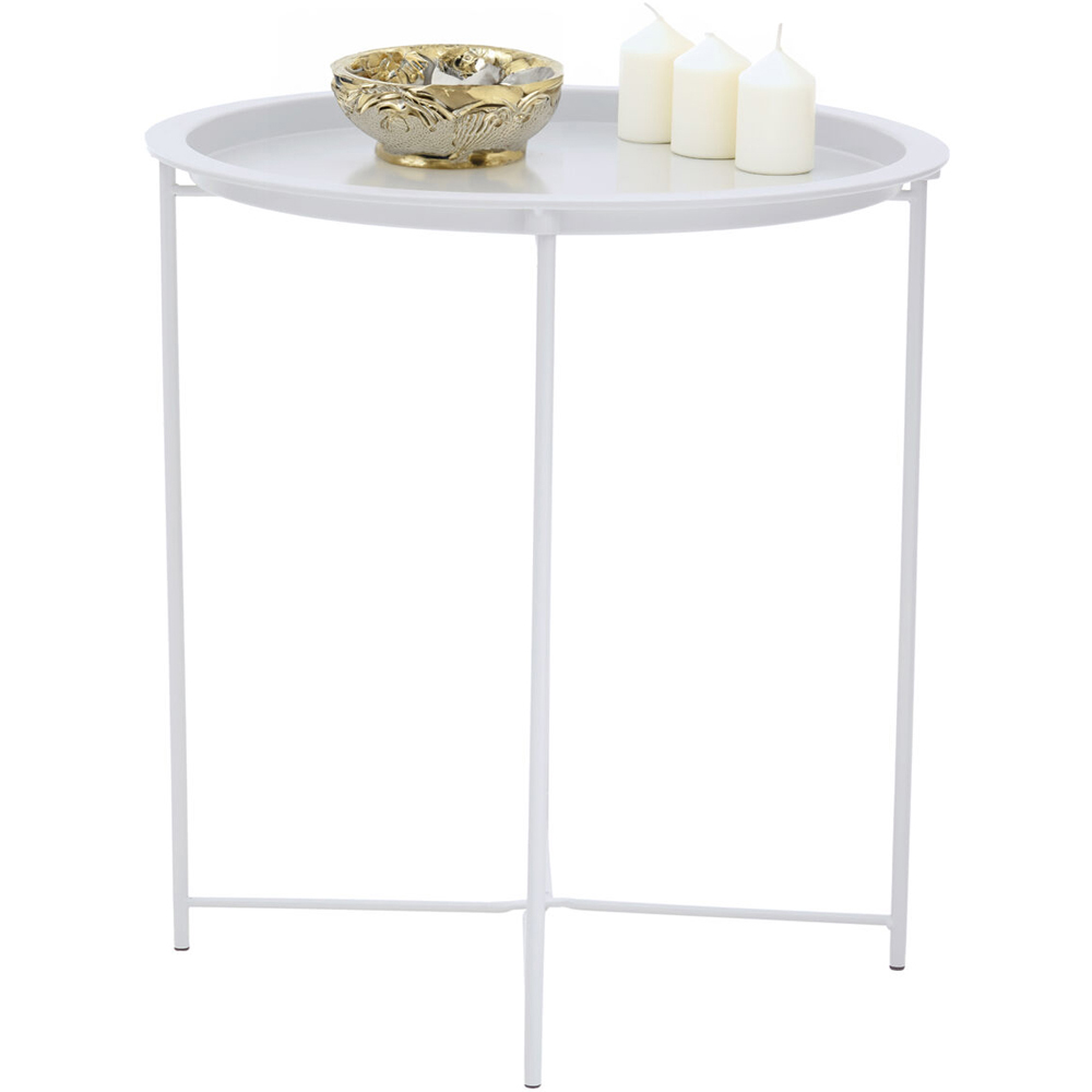 Premier Housewares White Metal Round Side Table Image 2