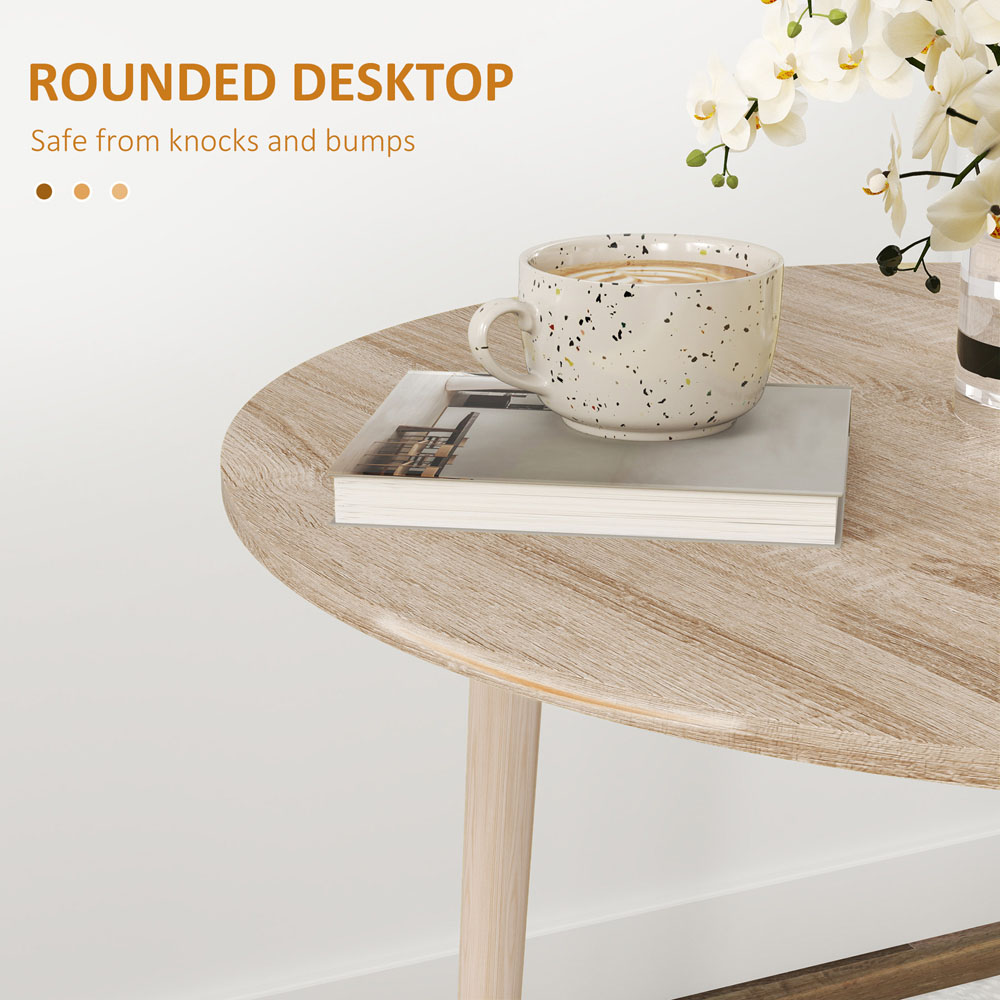 HOMCOM 4 Seater Natural Round Drop Leaf Dining Table Image 8