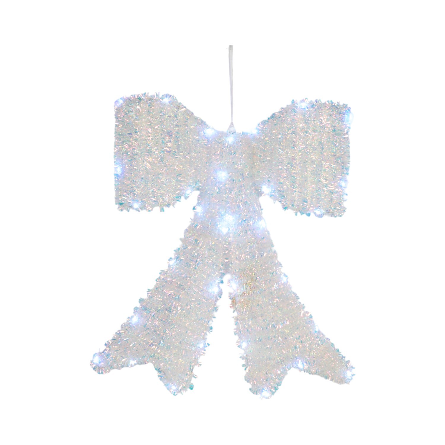 Iridescent Tinsel Bow White Image 3