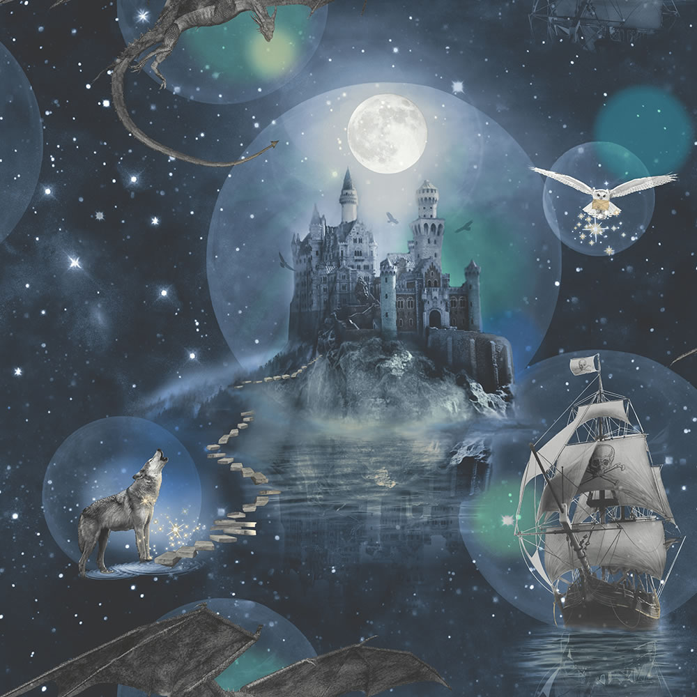 Arthouse Magic Kingdom Blue Kids' Wallpaper Image 1
