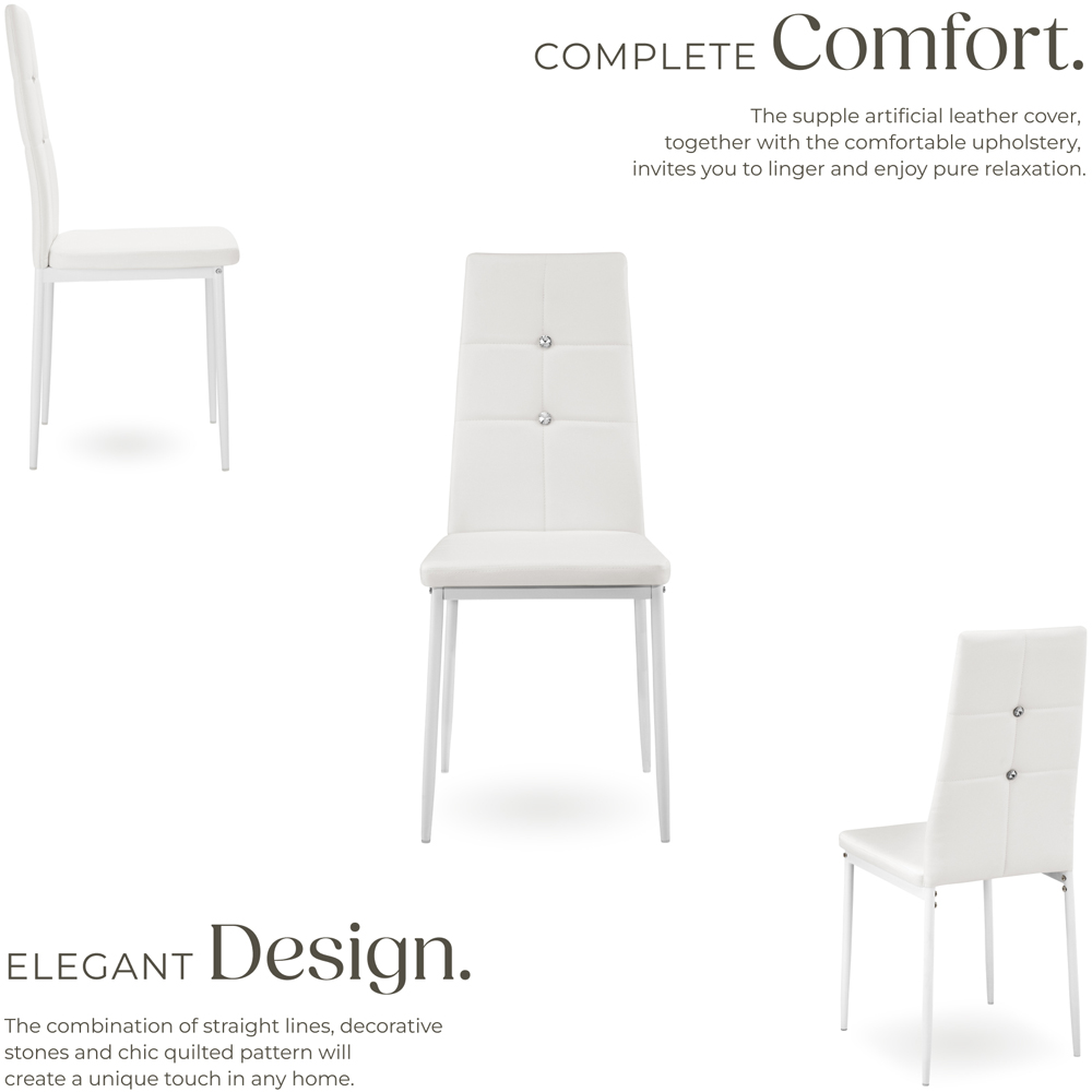 tectake Set of 6 White Rhinestone Highlight Dining Chairs Image 5