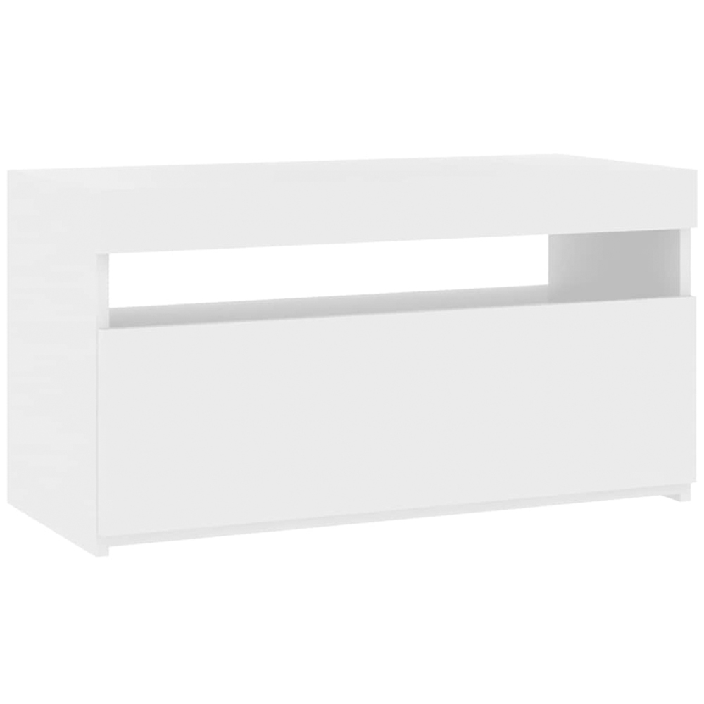 vidaXL Single Door Single Shelf High Gloss White TV Cabinet with LED Lights Image 2