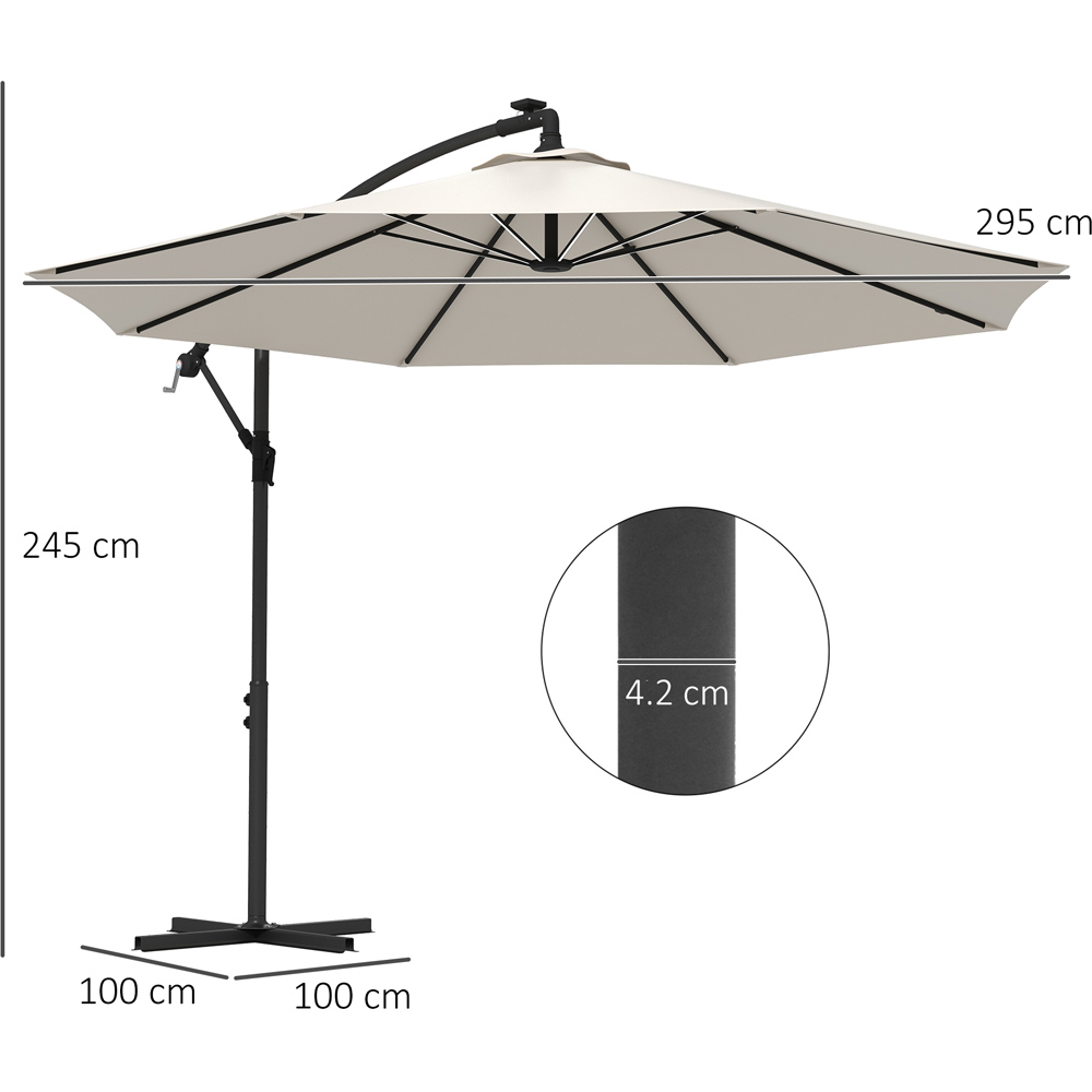 Outsunny Beige LED Crank Banana Cantilever Parasol 3m Image 7