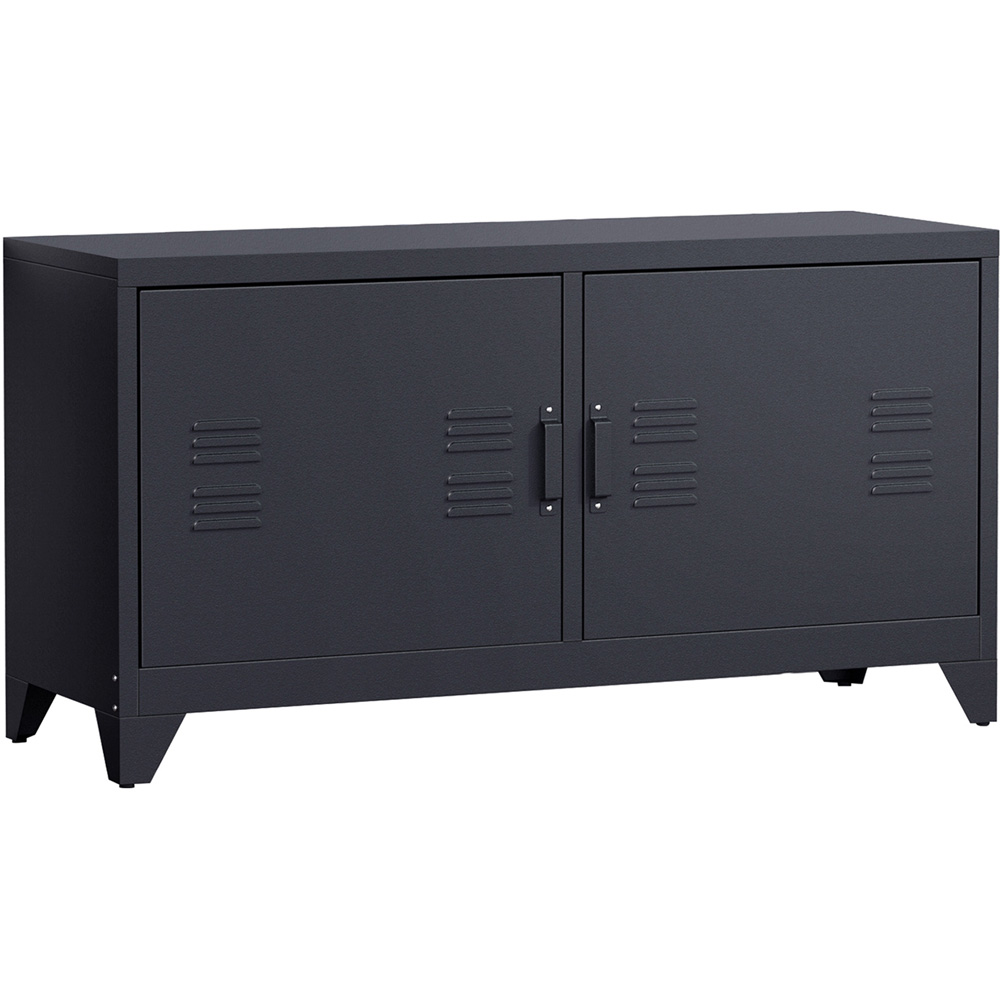 Portland 2 Door Black Steel Industrial TV Unit Image 2