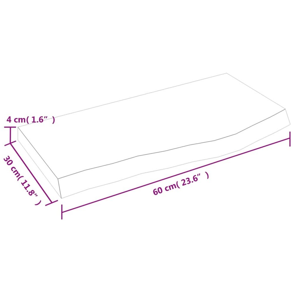 vidaXL 60cm Treated Solid Oak Wood Floating Wall Shelf Image 8