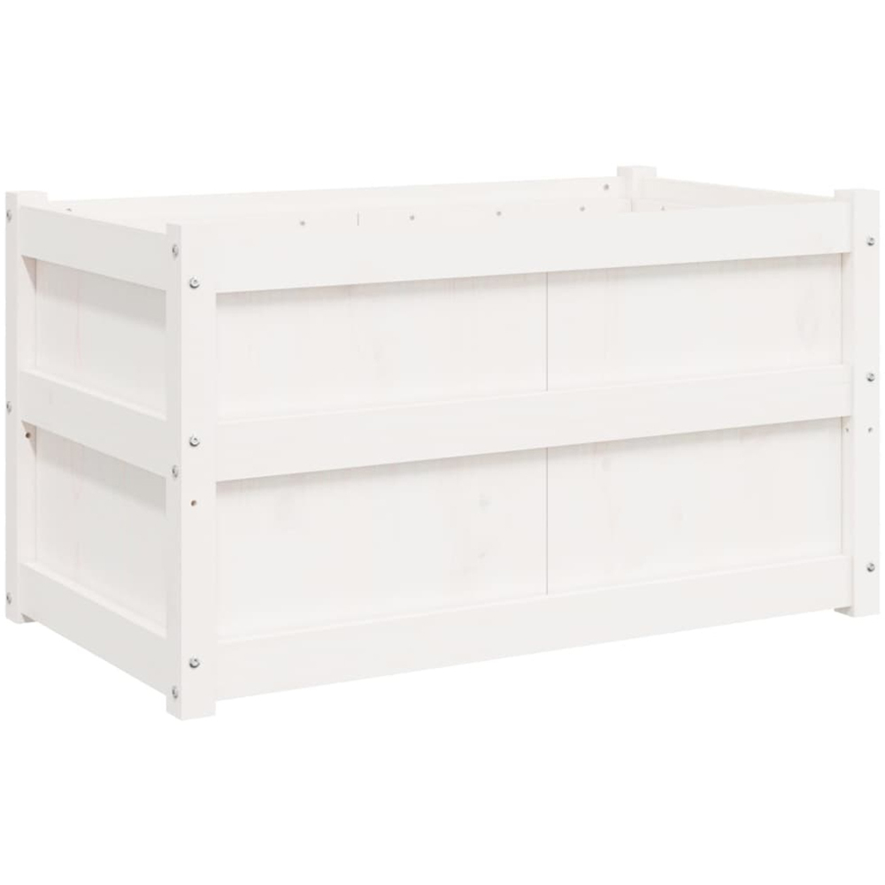 vidaXL White Solid Pine Garden Planter 90 x 50 x 50cm Image 1