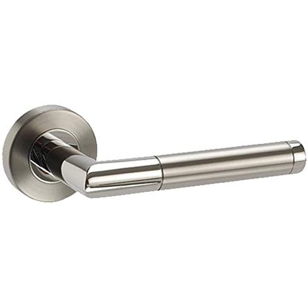 Golden Grace Round Rose in Duo Chrome Finish Mitred Door Handle Set 5 Pack Image 2