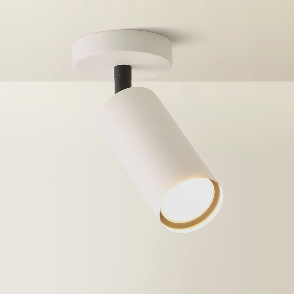 ValueLights Taylor Matte Beige Tube Adjustable Ceiling Spotlight with Bulb Image 5