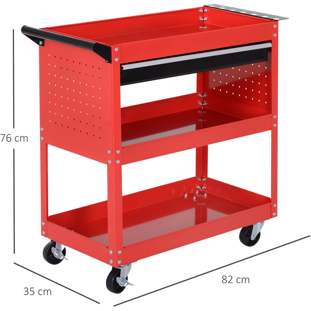 DURHAND Red 3 Shelf Tool Trolley Image 8
