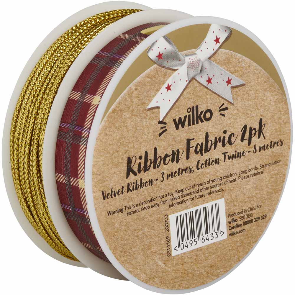 Wilko Rococo Ribbon Fabric and Twine 2 Pack Image 1