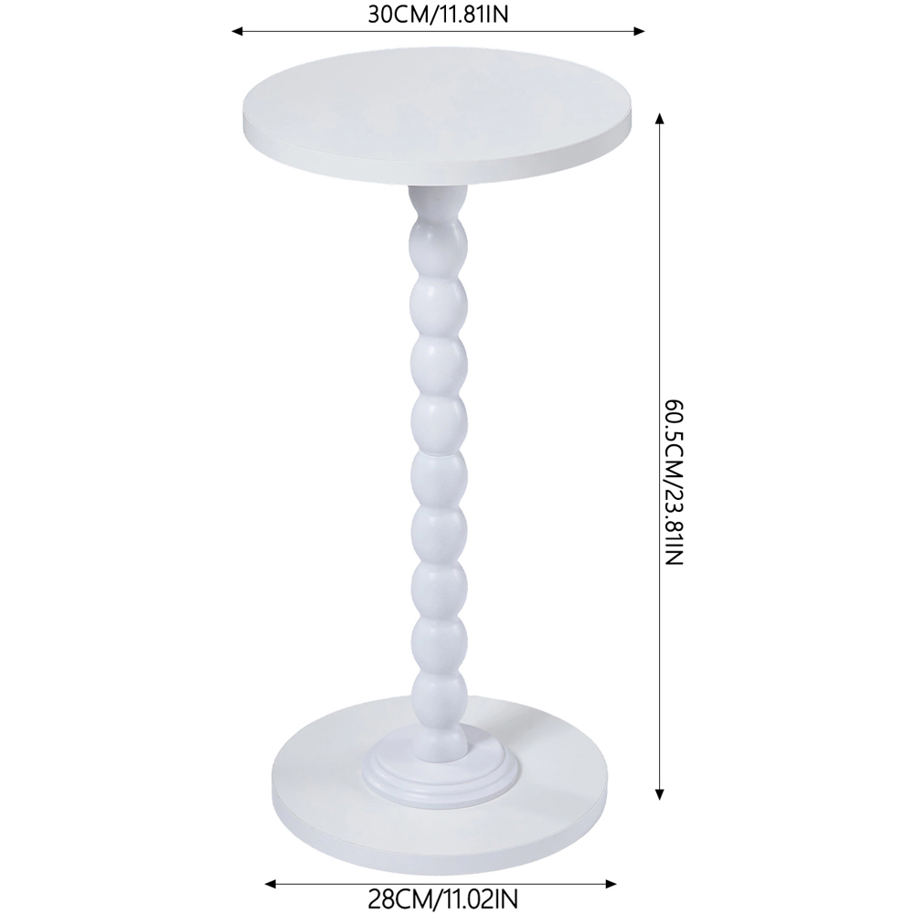 Living and Home White Round Spindle Pedestal Side Table Image 9