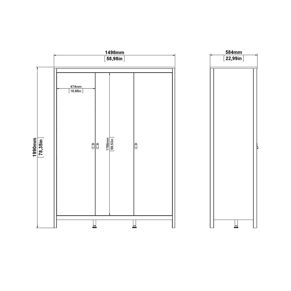 Florence Madrid Matt Black 3 Piece Bedroom Furniture Set Image 9