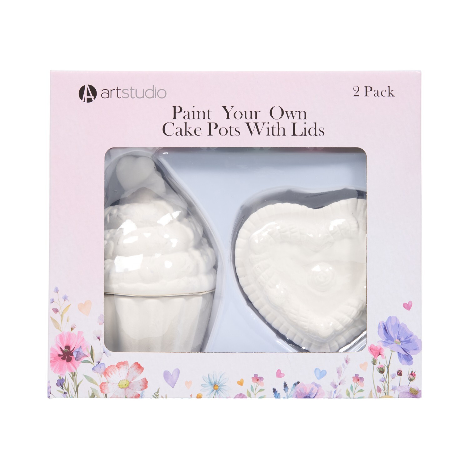 Paint Your Own Cake Pots with Lids Kit White Image 2