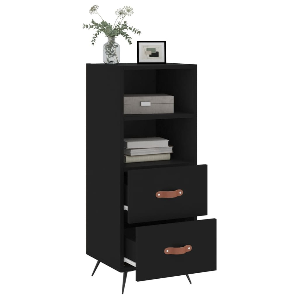 vidaXL 2 Drawer Single Shelf Black Sideboard Image 4
