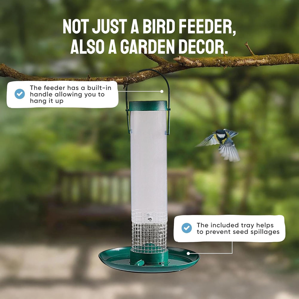 Happy Beaks Supa Plastic Suet Pellet Hanging Bird Feeder with Tray Image 2