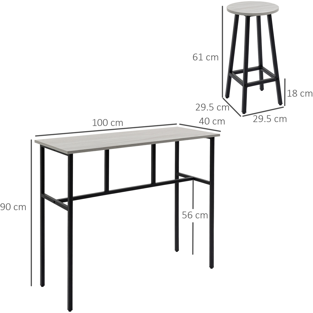 Portland 4 Seater Grey Bar Tables with Stools Image 8