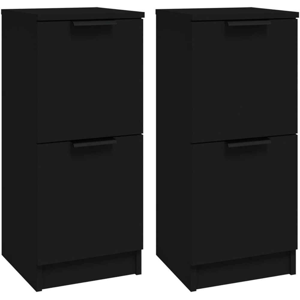 vidaXL 2 Door Black Sideboard Cabinet Set of 2 Image 2