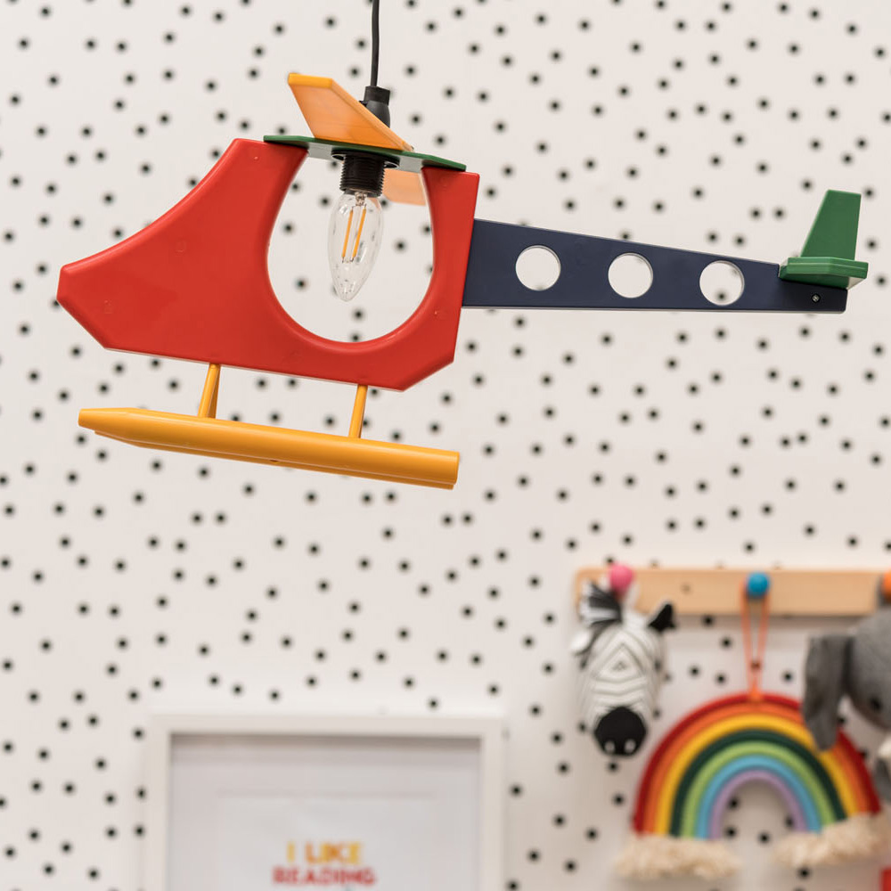 ValueLights Children Nursery Multicolour Helicopter Pendant Light Shade Image 2