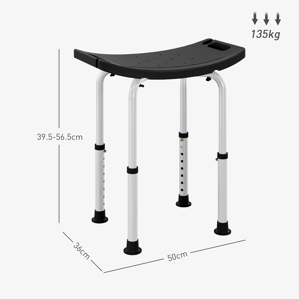 HOMCOM Black Aluminium Adjustable Shower Stool Image 7