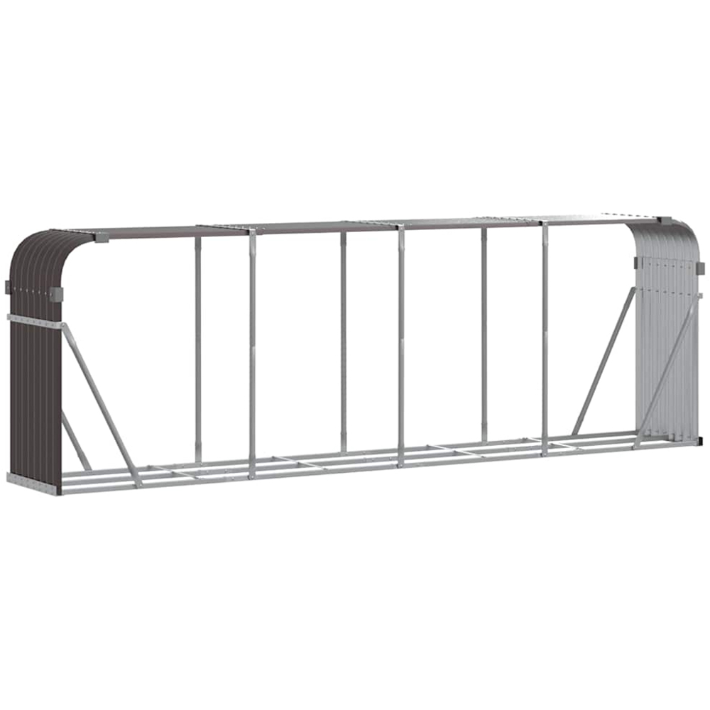 vidaXL Brown Galvanised Steel Firewood Log Holder 100 x 300 x 45cm Image 1
