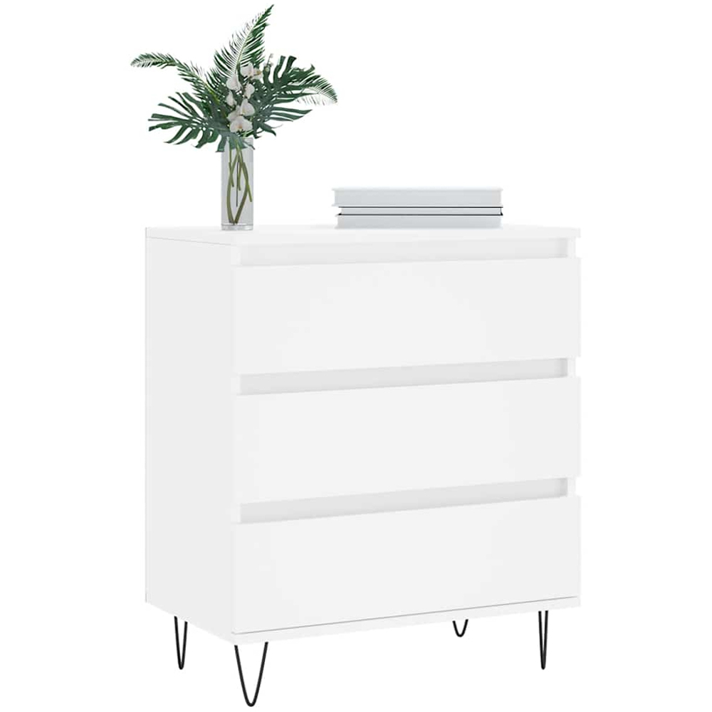 vidaXL 3 Drawer White Sideboard Image 3