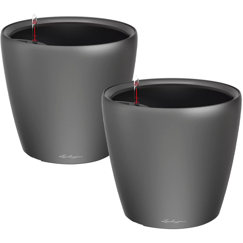 Lechuza Classico Charcoal Polyresin Self Watering Planter 21cm 2 Pack Image 1