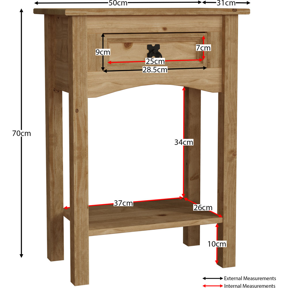 Home Vida Corona Single Drawer Solid Pine Console Table Image 8