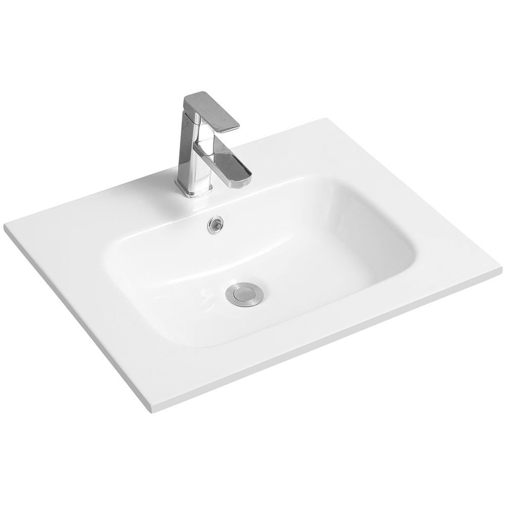 Limoge White Ceramic Thin Edge Inset Basin with Oval Bowl 610mm Image 1
