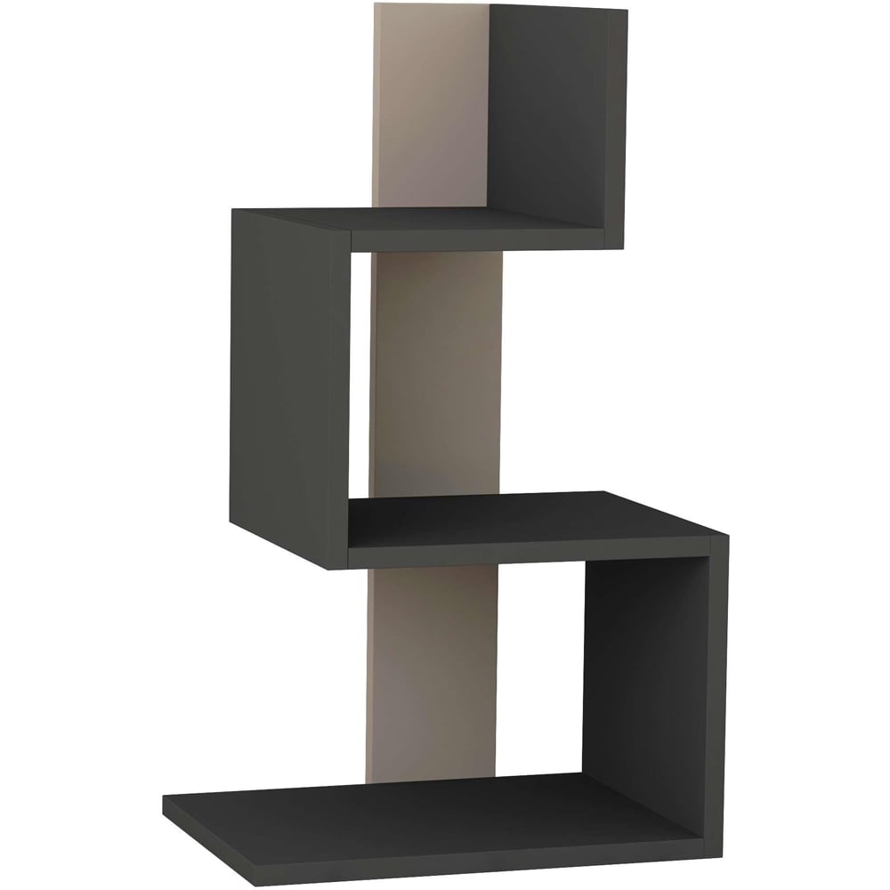 Decortie Rosie 3 Shelf Anthracite and Mocha Grey Modern Side End Table Image 2