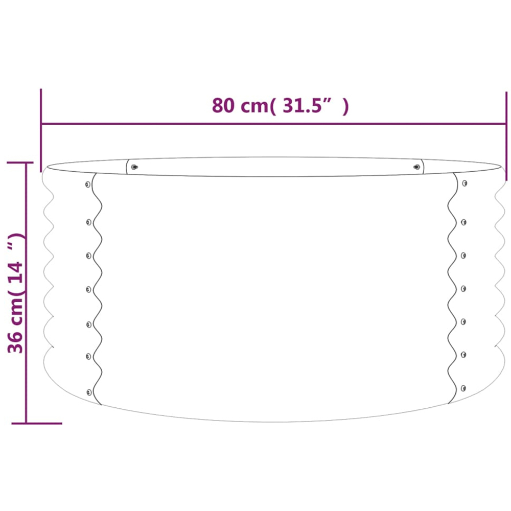 vidaXL Silver Galvanised Steel Garden Planter 36 x 80 x 80cm Image 3