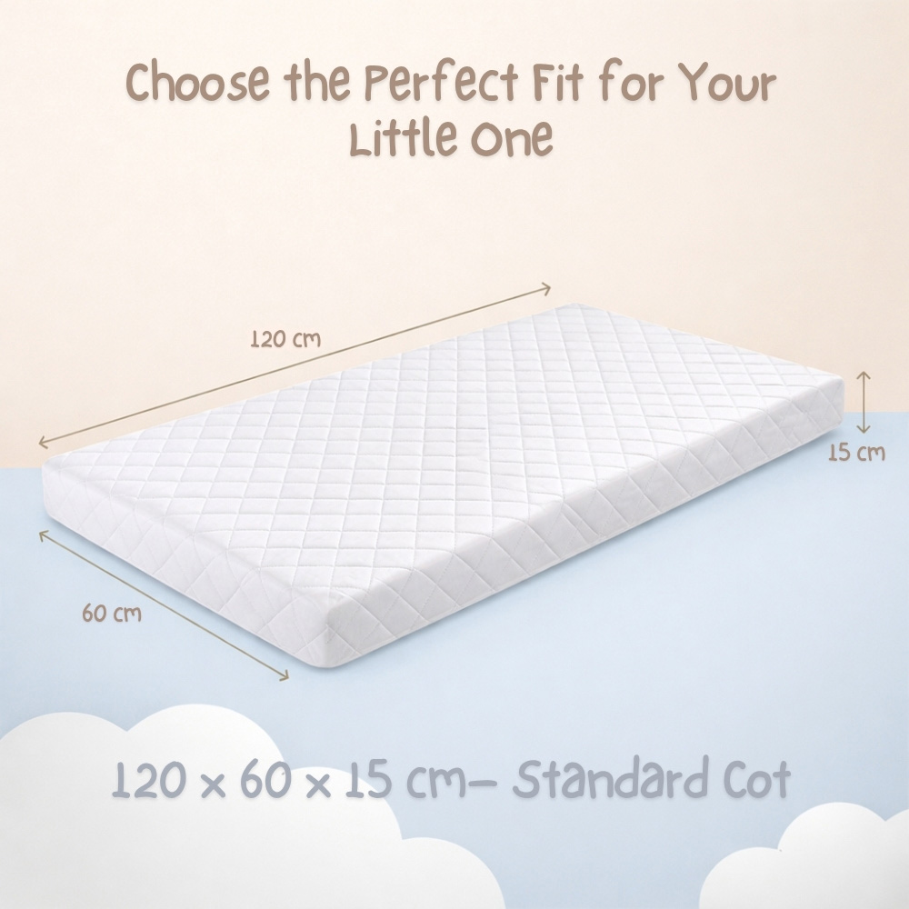 MHG Textiles White Extra Thick Firm Support Waterproof Baby Cot Mattress 120 x 60 x 15cm Image 8
