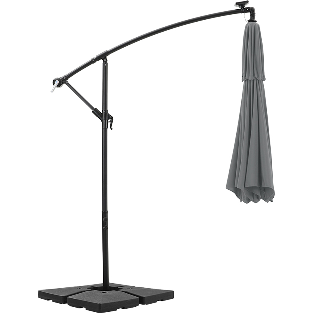 Living and Home Dark Grey 2 Tier Solar Light Cantilever Parasol with Square Base 3m Image 2
