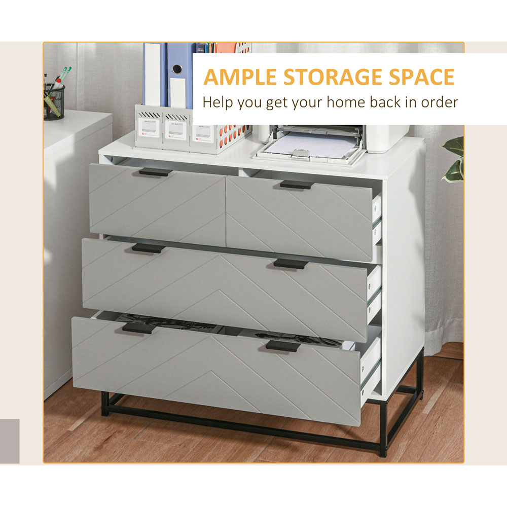 Portland 4 Drawer White and Grey Chest of Drawers Image 6