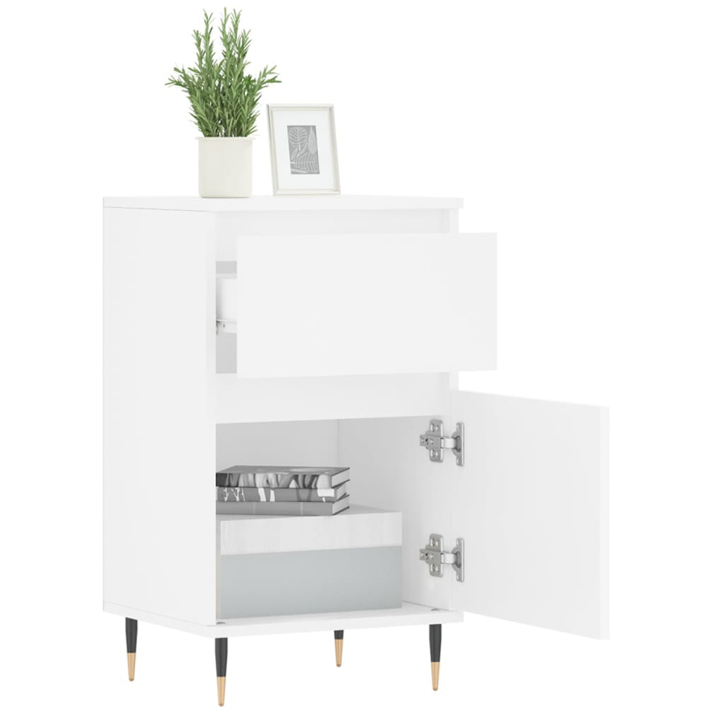 vidaXL Single Door Single Drawer White Sideboard Set of 2 Image 4