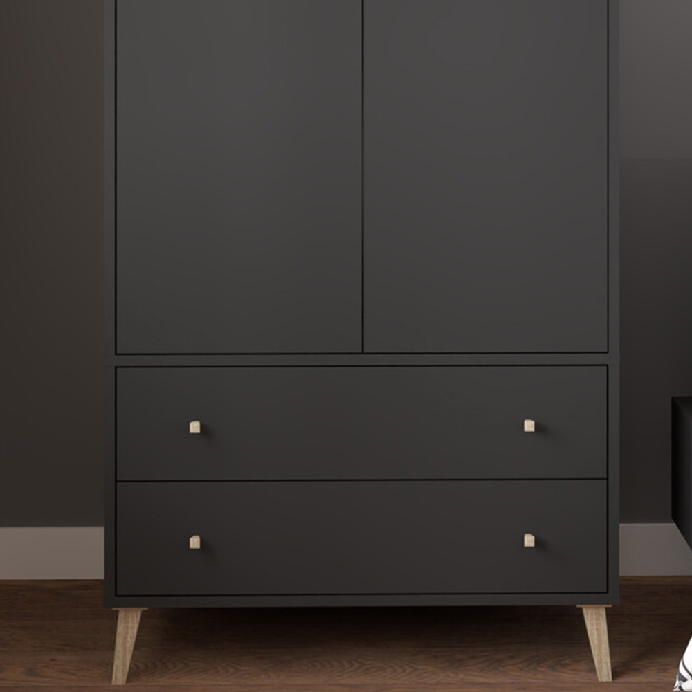 Salford 2 Door 2 Drawer Black Wardrobe Image 3