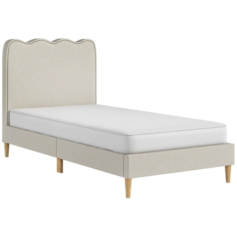 Flair Ellis Single Beige Woven Fabric Cloud Headboard Bed Image 2