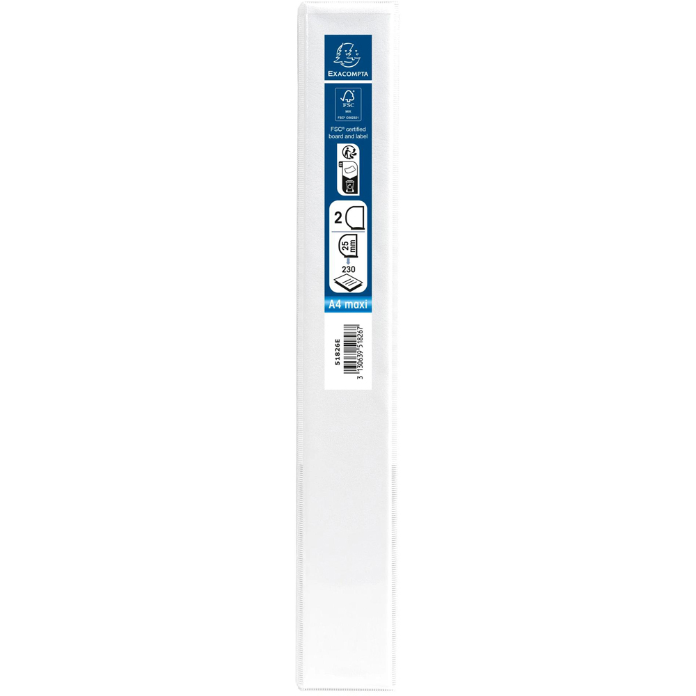 Exacompta Kreacover White Polypropylene 2D Ring Binder with 3 Pockets 25mm 10 Pack Image 4
