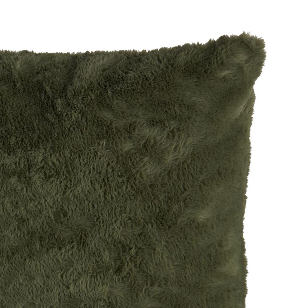 Wilko Olive Green Faux Fur Cushion 55 x 55cm Image 4