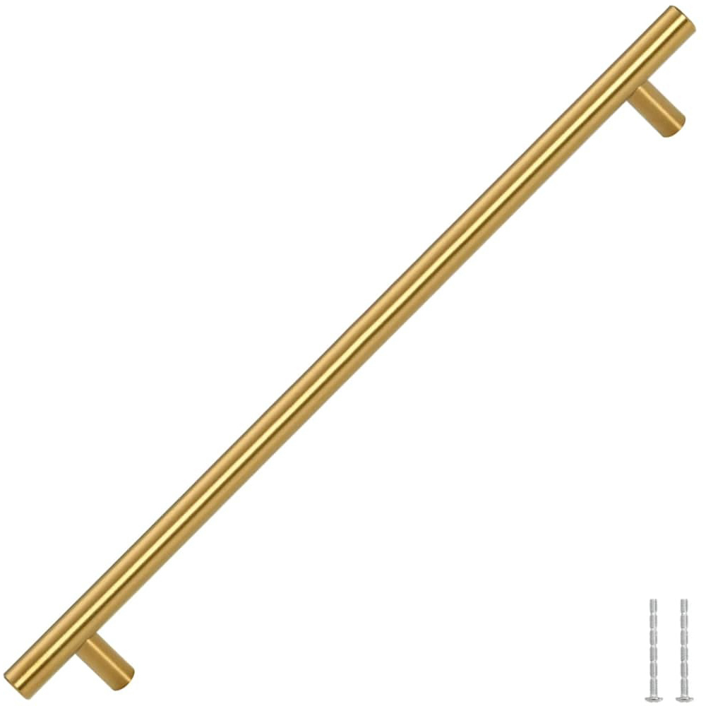 Wallplus Gold Stainless Steel T-Shaped Cabinet Handle 40cm 5 Pack Image 1