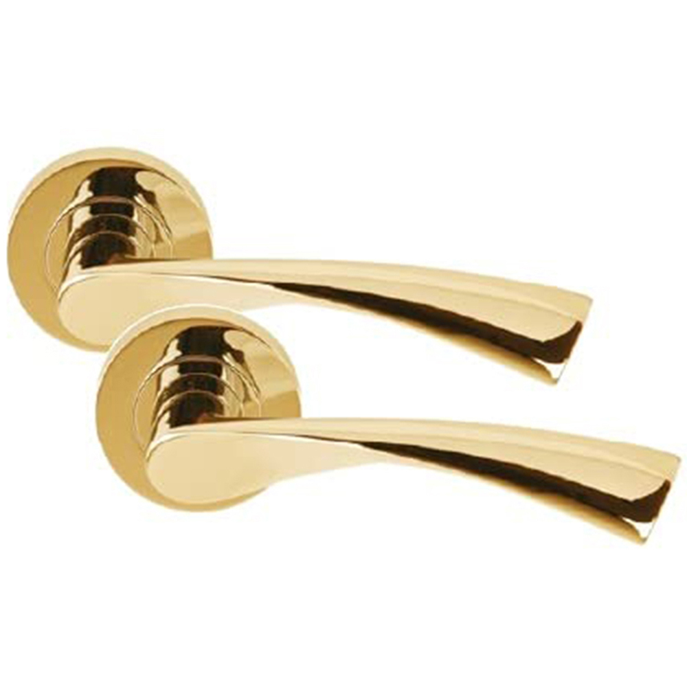 Golden Grace Polished Brass Astrid Bathroom Door Handle Pair Image 2